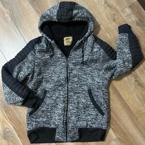 Brooklyn Laundry men's full-zip hoodie gray & black marled fabric size small